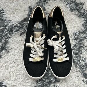 Michael by Michael Kors Black and Gold Skyler Lace Up Sneaker